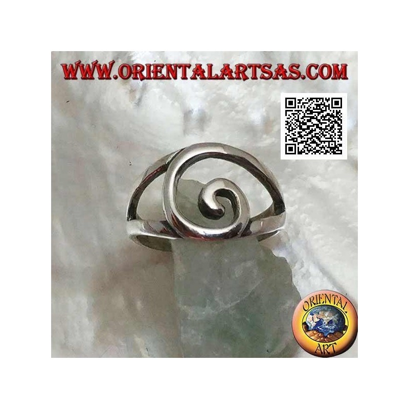 Silver ring with central spiral wire