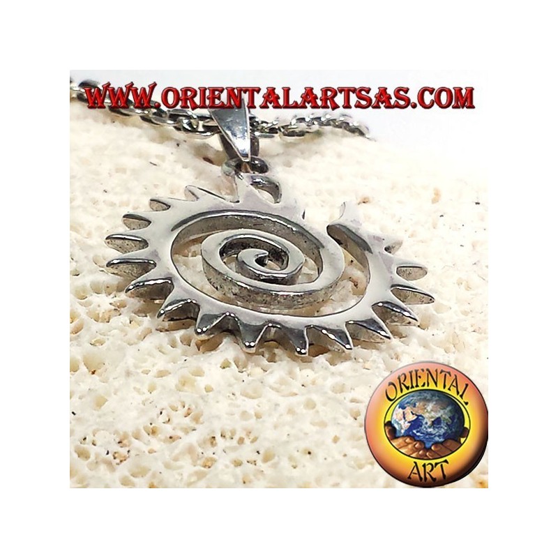 toothed spiral pendant in silver
