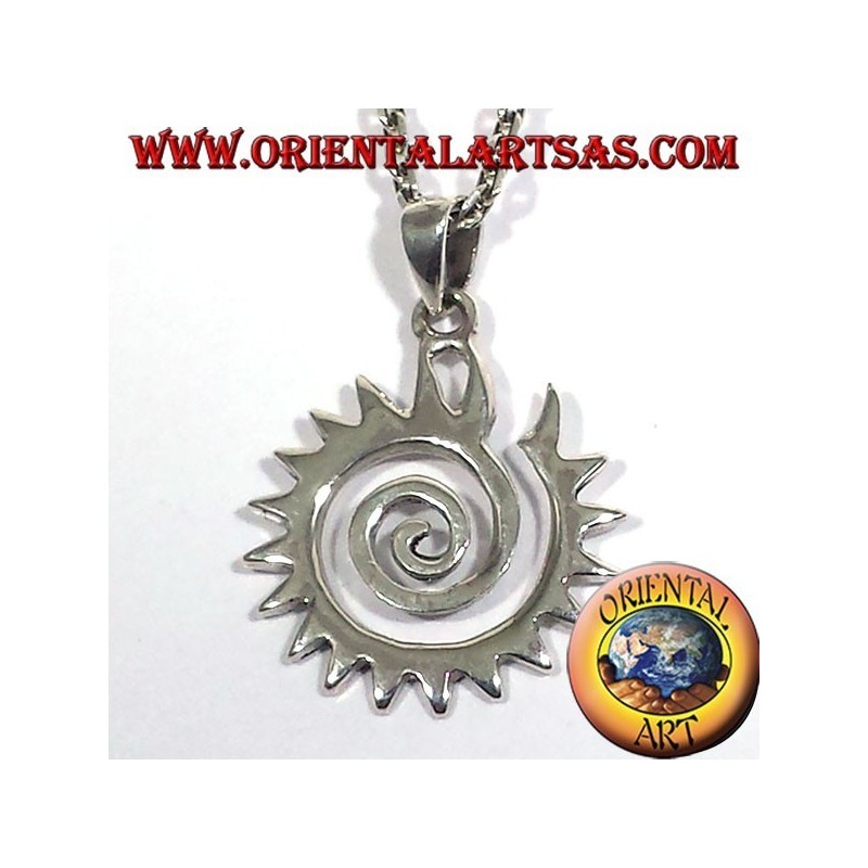 Pendentif spirale dentée en argent
