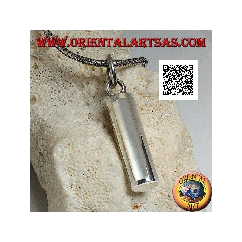 Ciondolo in argento a forma di sezione cilindrica con quattro madreperle rettangolari