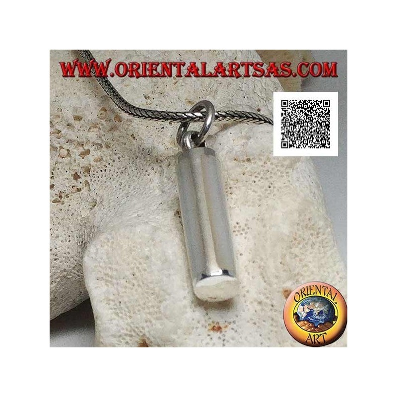 Silver pendant in the shape of a cylindrical section with four rectangular mother of pearls