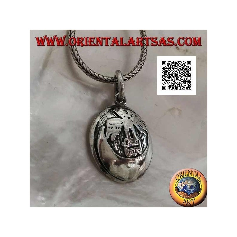 Ciondolo in argento medaglietta tonda con condor (uccello sacro della civiltà inca) sulla luna
