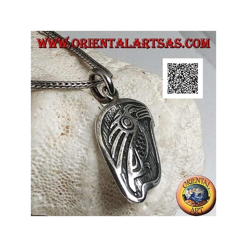 Silver medal pendant with condor (sacred bird of the Inca people) in profile in high relief