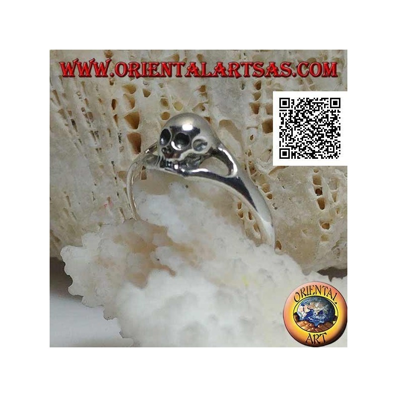 Anello in argento con teschio piccolo senza mandibola liscio (piccolo)