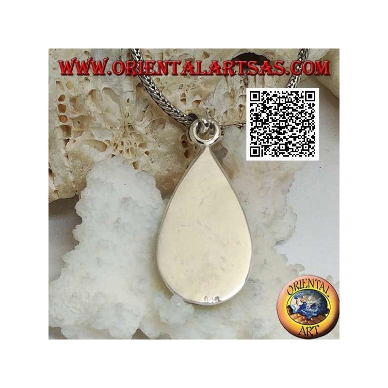 Pendentif goutte en argent avec onyx et ligne entrecroisée sinueuse