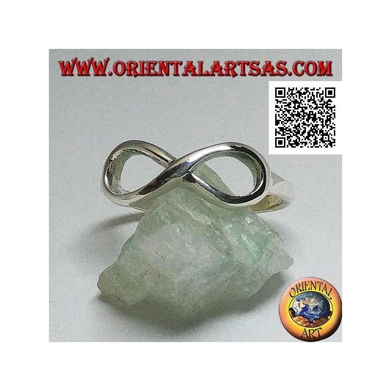 Anello in argento con simbolo nodo dell'infinito liscio arrotondato