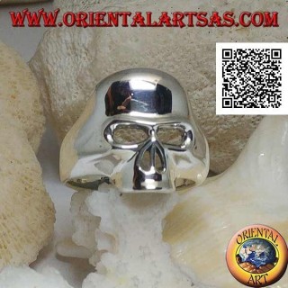 Anillo de plata liso en forma de calavera sin mandíbula, dientes y nariz