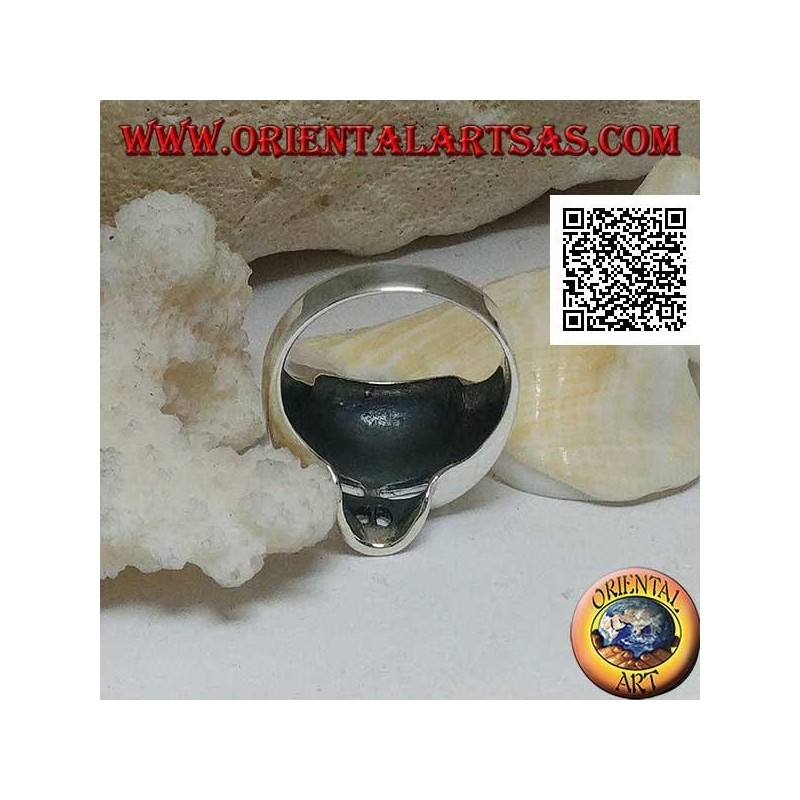 Anillo de plata liso en forma de calavera sin mandíbula, dientes y nariz