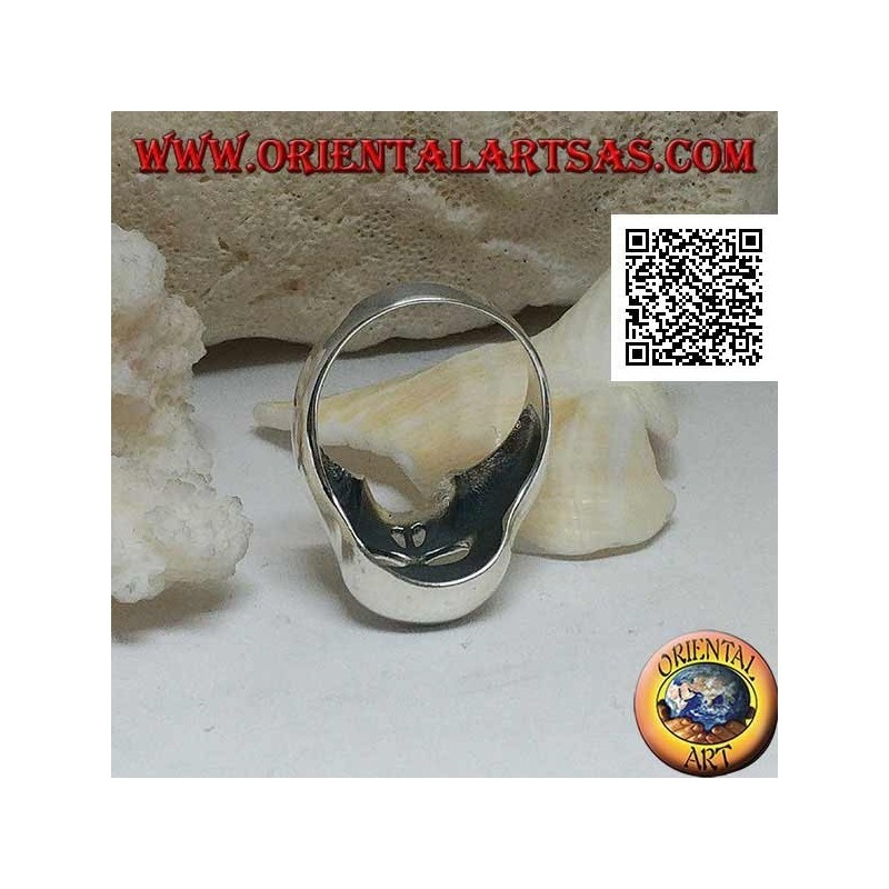 Bague en argent lisse en forme de crâne sans mâchoire, dents et nez