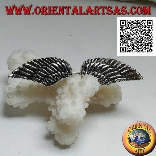 Silver ring with double spread and open angel wings