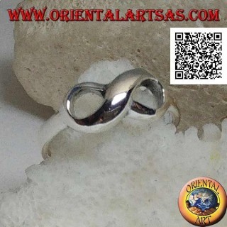 Silver ring with rounded smooth infinity knot symbol (small)