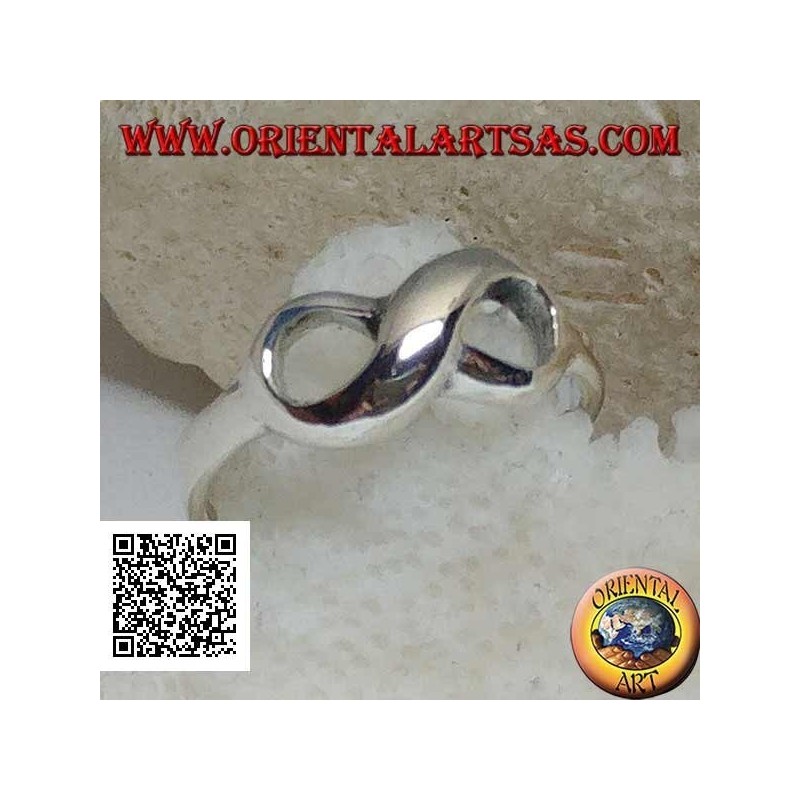 Anello in argento con simbolo nodo dell'infinito liscio bombato (piccolo)