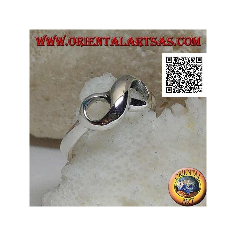 Silver ring with rounded smooth infinity knot symbol (small)
