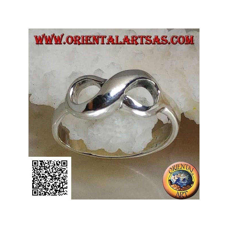 Silver ring with rounded smooth infinity knot symbol (small)
