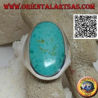 Silver ring with large oval turquoise on smooth and essential setting (13)
