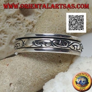 Anti-Stress-Drehring aus Silber, Serie von U in Fettdruck, abgerundet, graviert