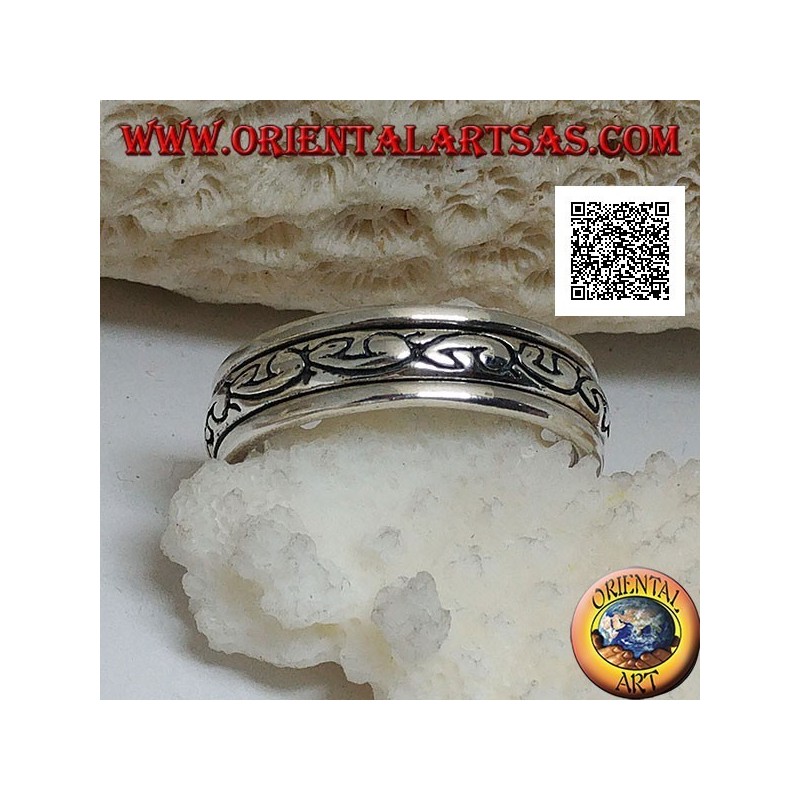 Anti-Stress-Drehring aus Silber, Serie von U in Fettdruck, abgerundet, graviert