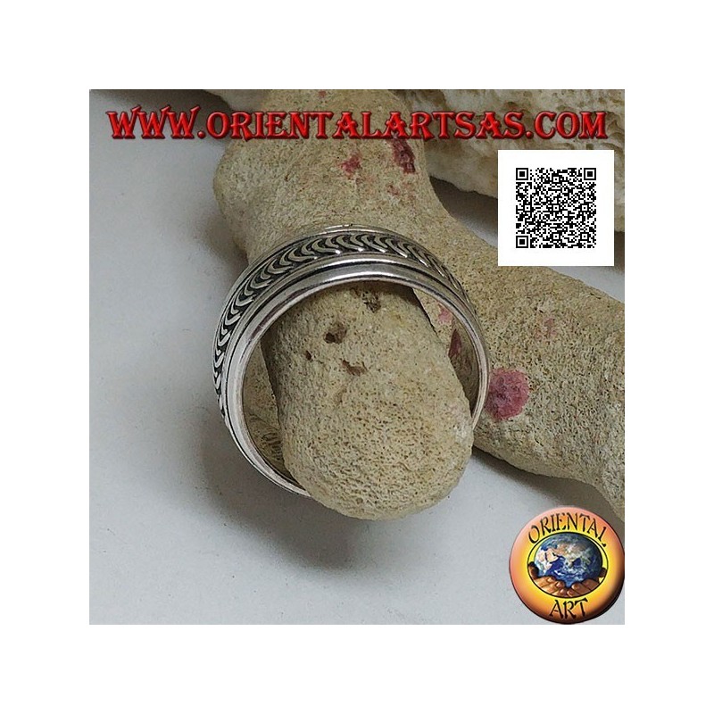 Bague en argent rotative anti-stress, série de lunes nouvelles ou en croissance gravées