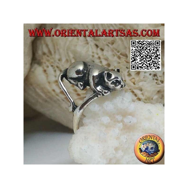Anello Gatto Offensiva Argento 925 18x10mm | Oriental Art