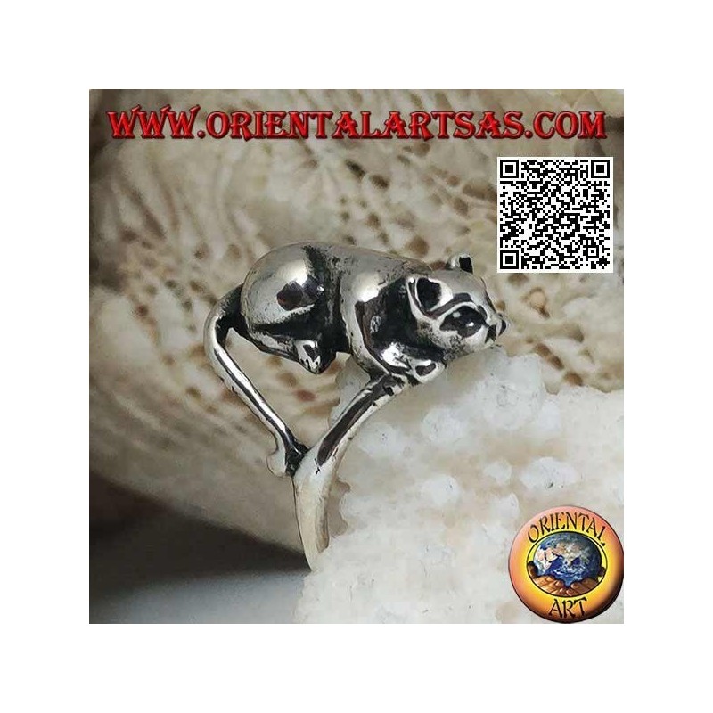 Anello Gatto Offensiva Argento 925 18x10mm | Oriental Art