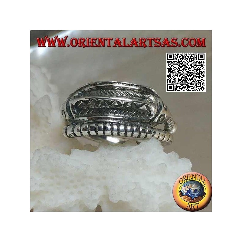 Anello in argento a forma di cavalluccio marino "hippocampus" attorcigliato