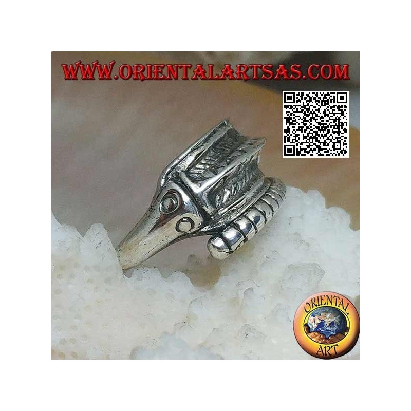 Anello in argento a forma di cavalluccio marino "hippocampus" attorcigliato