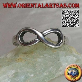Silver ring with thin smooth infinity knot symbol