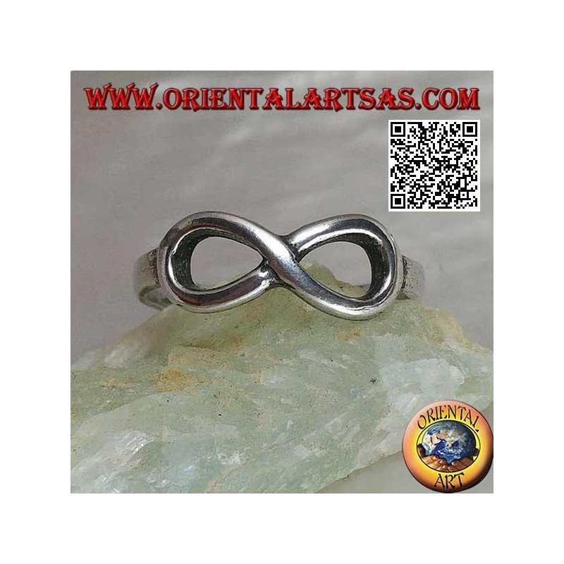 Silver ring with thin smooth infinity knot symbol