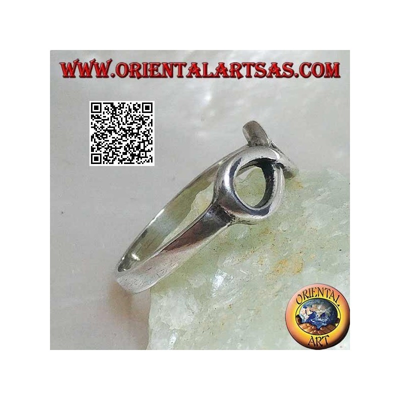 Anello in argento con simbolo nodo dell'infinito liscio sottile