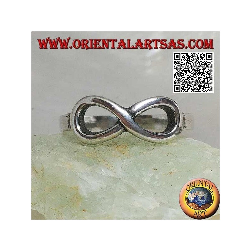 Silver ring with thin smooth infinity knot symbol