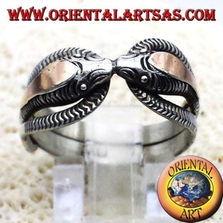 Dos anillo de la cobra en plata con pan de oro de 14 quilates