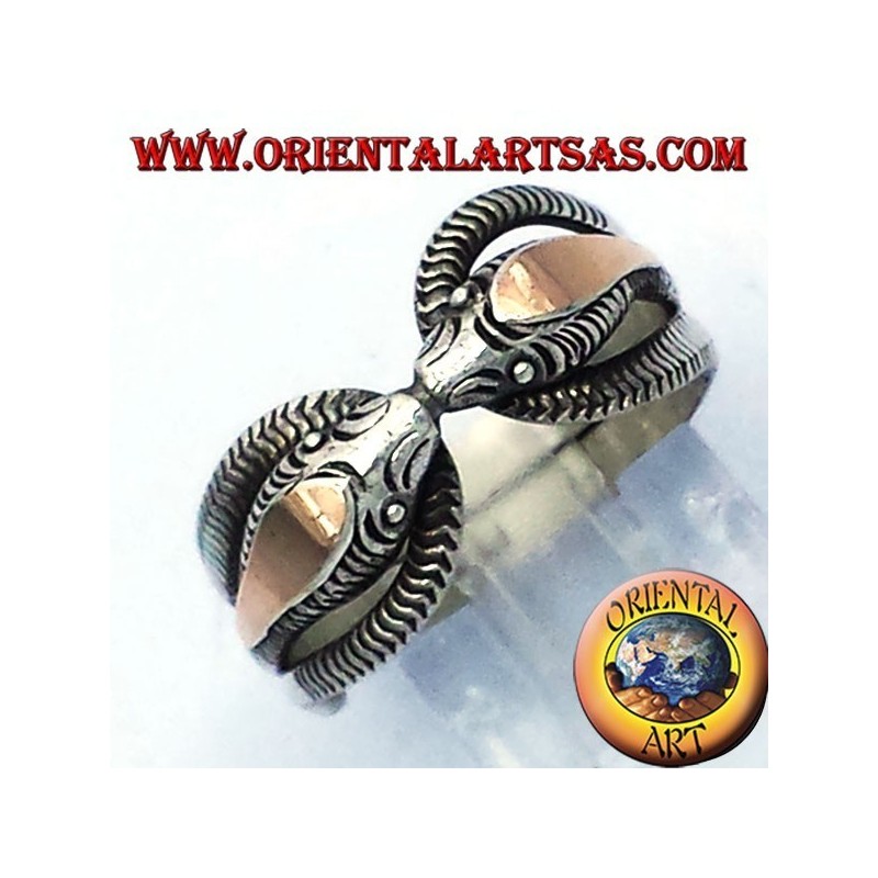 Dos anillo de la cobra en plata con pan de oro de 14 quilates