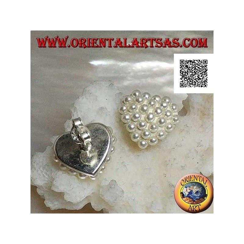 Orecchini in argento da lobo a forma di cuore tempestati di perline