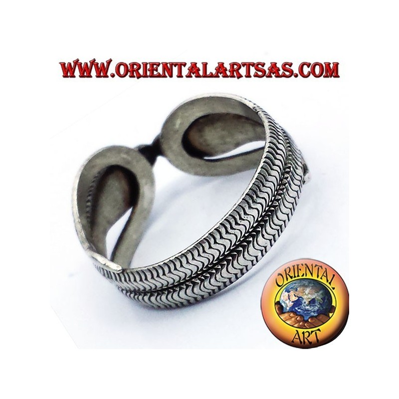 zwei Kobras in Silber mit 14 Karat Blattgold Ring