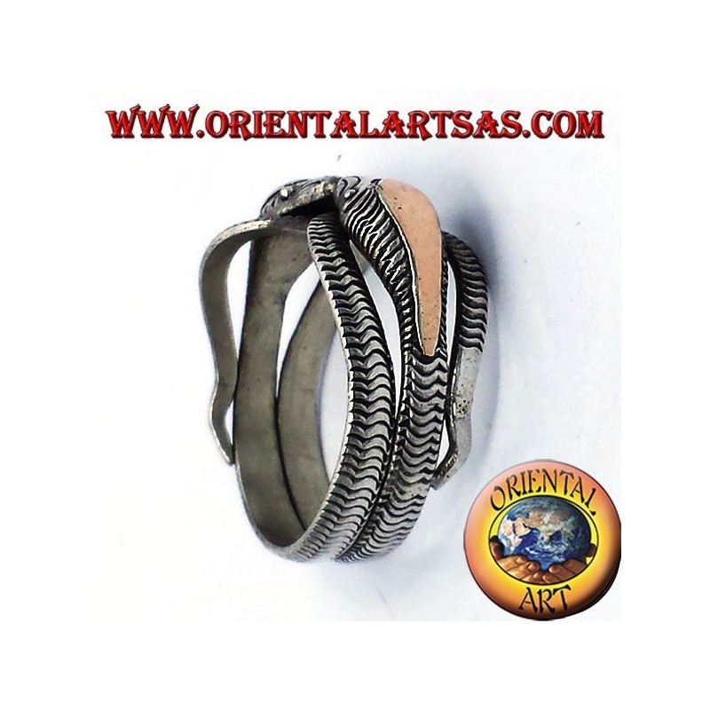 Dos anillo de la cobra en plata con pan de oro de 14 quilates