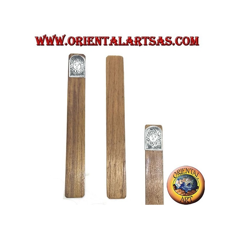 Set de 6 marcadores estrechos en madera de teca con placa decorada de alpaca o plata (1)