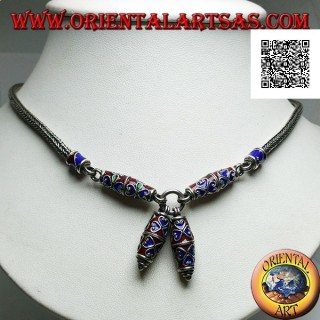 Collar de plata 925 ‰ con inserciones cloisonné esmaltadas a la llama