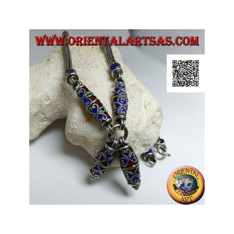 Collar de plata 925 ‰ con inserciones cloisonné esmaltadas a la llama