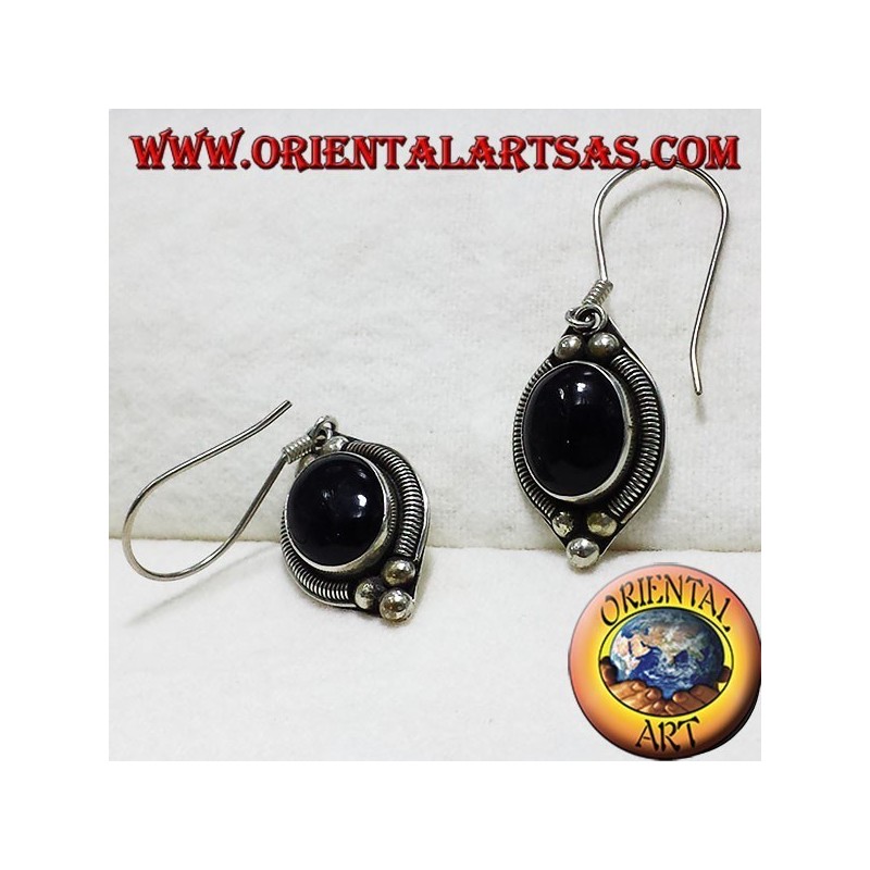 silver earring with onyx Bali