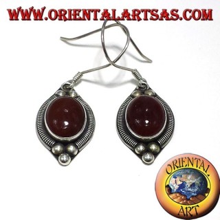 boucle d'oreille en argent avec cornaline Bali