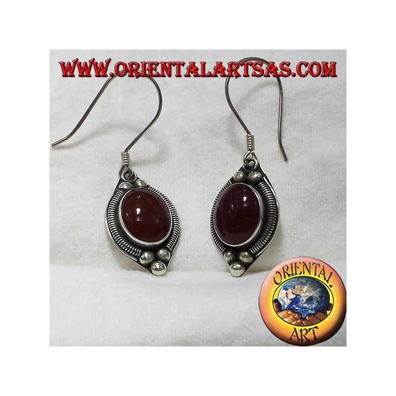 boucle d'oreille en argent avec cornaline Bali