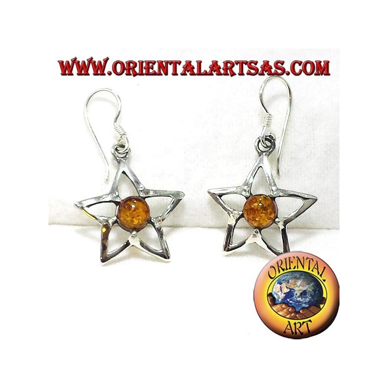 orecchini in argento stella  con ambra 