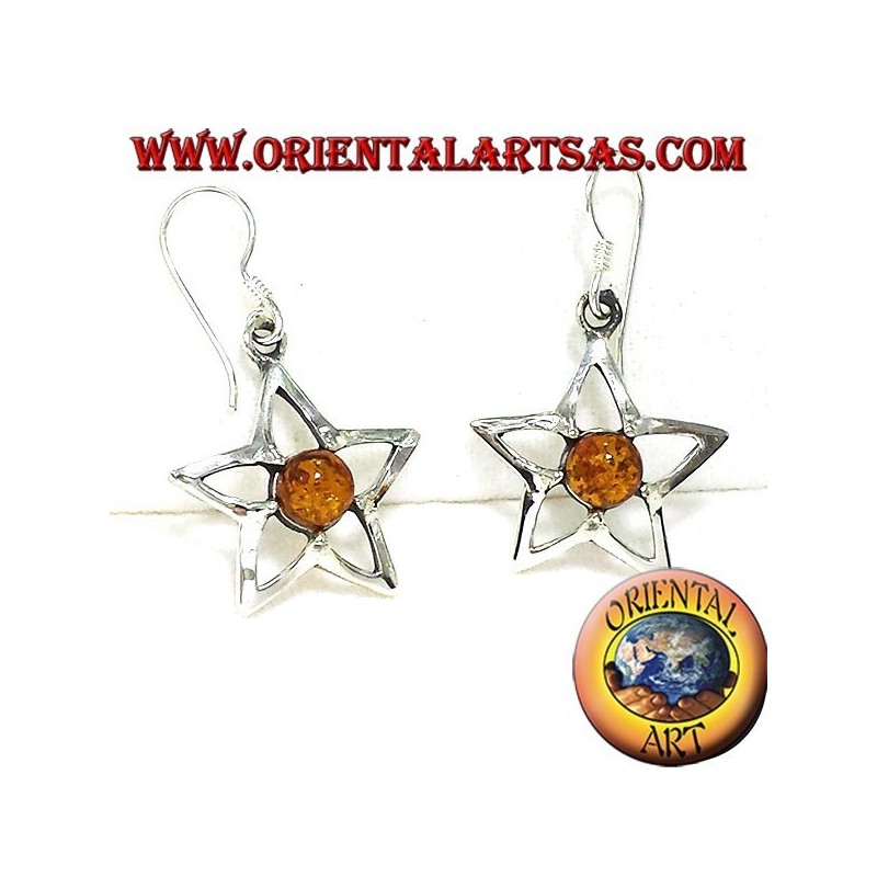 pendientes de plata de la estrella con el ámbar