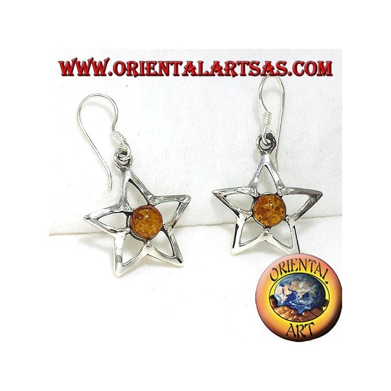 orecchini in argento stella  con ambra 