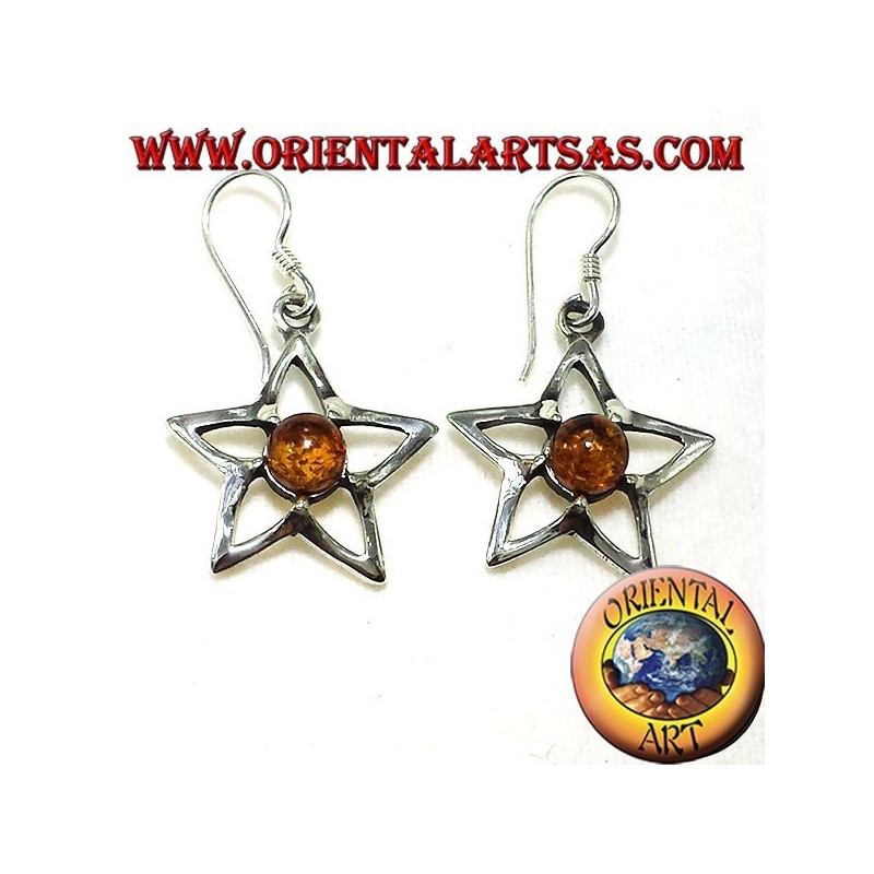 pendientes de plata de la estrella con el ámbar