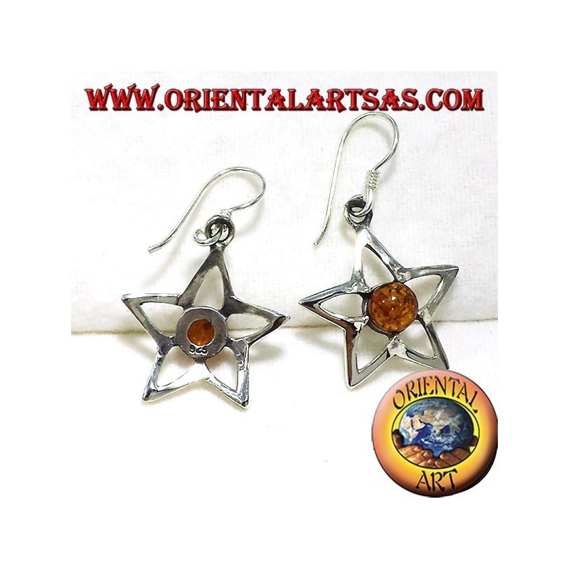 Silber Stern Ohrringe mit Bernstein