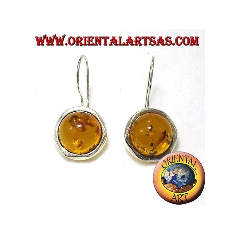 Orecchini in argento 925 ‰ con Ambra una tonda a semisfera