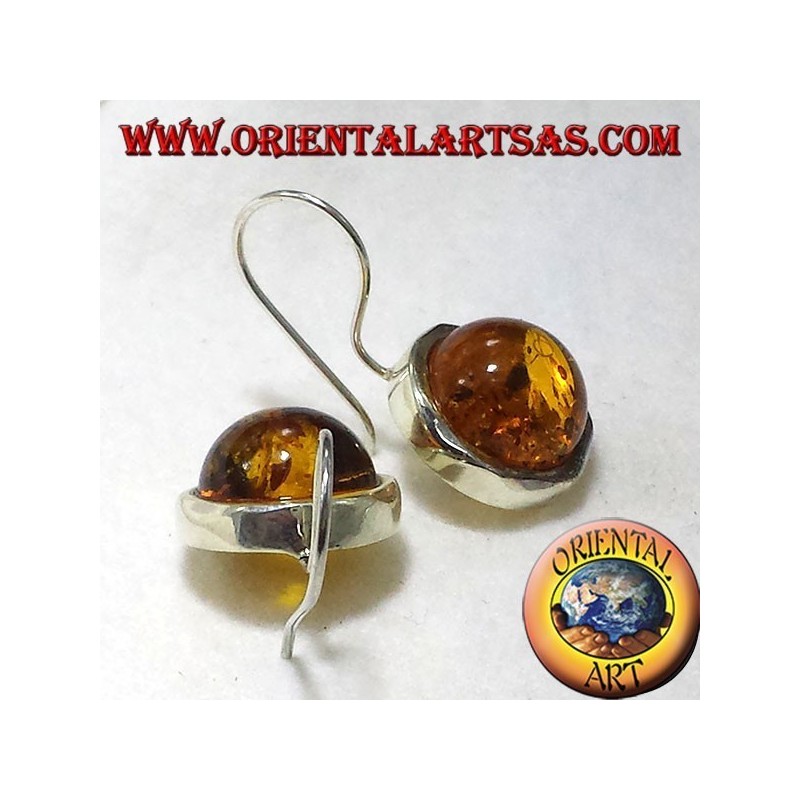 Orecchini in argento 925 ‰ con Ambra una tonda a semisfera