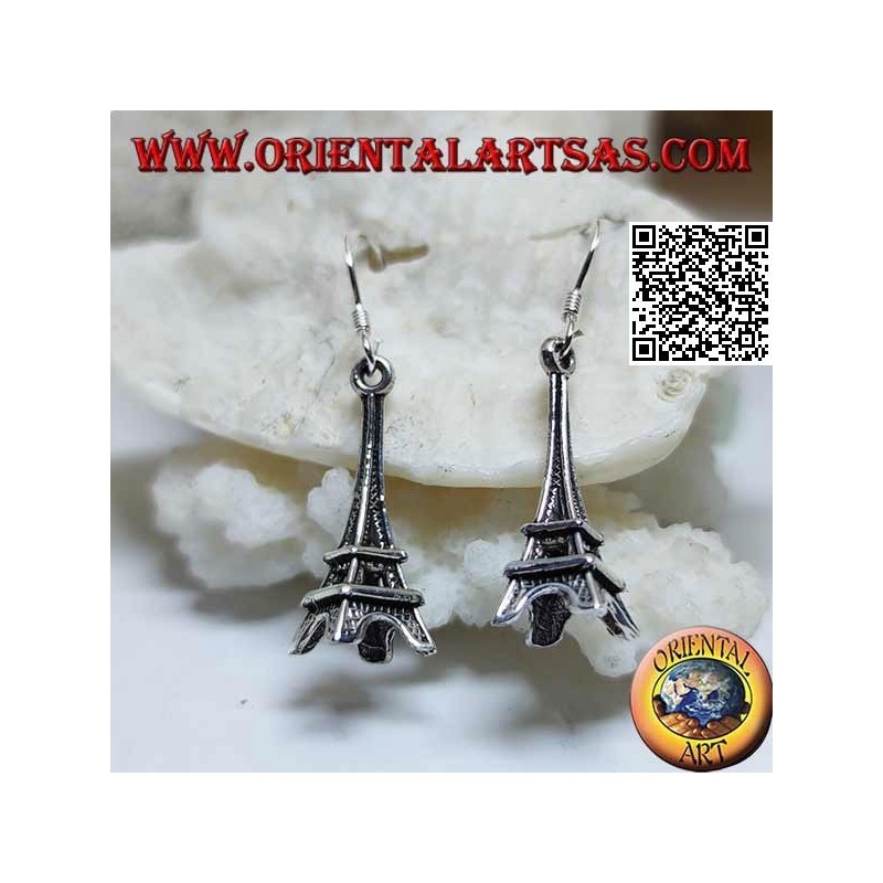 Pendants d'oreilles en argent en forme de tour Eiffel (tour Eiffel de Paris)