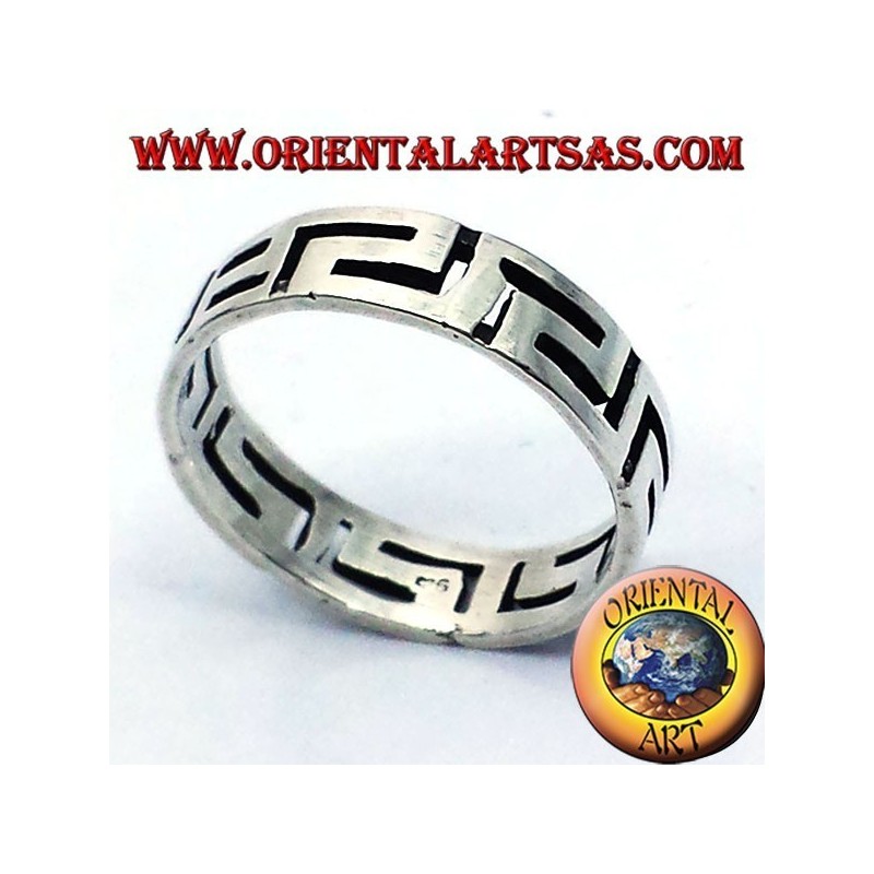 anillo de plata griega registro perforado